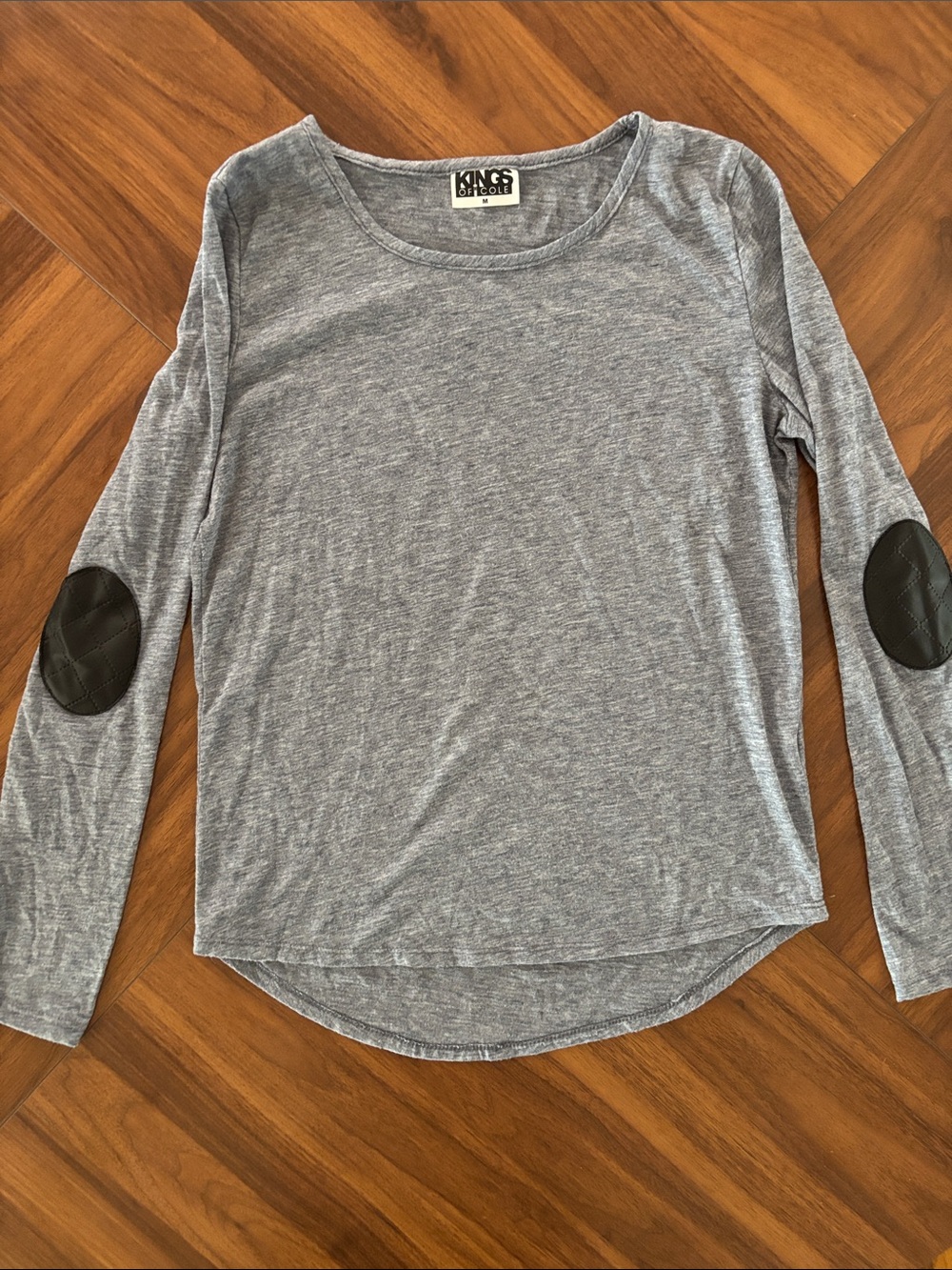 Kings of Cole Light Gray Long-Sleeve Top with Black Elbow Patches